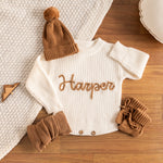 Personalized Baby Romper – Custom Name Knit Outfit, Soft Newborn Everyday Outfit