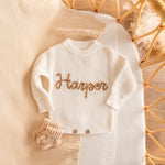 Personalized Baby Romper – Custom Name Knit Outfit, Soft Newborn Everyday Outfit