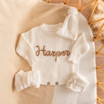 Personalized Baby Romper – Custom Name Knit Outfit, Soft Newborn Everyday Outfit