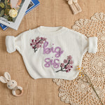 Big Sister Little Brother Sweater – Personalized Baby Sibling Outfit, Embroidered Knit Sweater, Pregnancy Announcement Gift