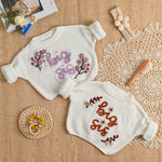 Big Sister Little Brother Sweater – Personalized Baby Sibling Outfit, Embroidered Knit Sweater, Pregnancy Announcement Gift