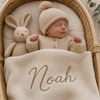 Personalized Embroidered Baby Name Blanket – Soft Cotton Knit Newborn Blanket, Baby Shower Gift