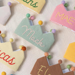 Personalized Baby Birthday Crown – Hand Embroidered Linen Crown, First Birthday Outfit, Cake Smash Photo Prop