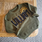 Personalized Baby Name Sweater – Hand Embroidered Knit Outfit, Newborn Gift, Baby Shower Gift