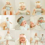 Personalized Baby Birthday Crown – Hand Embroidered Linen Crown, First Birthday Outfit, Cake Smash Photo Prop