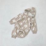 Floral Print Hooded Knit Romper for Baby – Zip-Up Long Sleeve Fall & Winter Baby Outfit