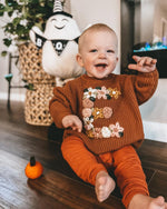Floral Personalized Baby Sweater – Hand Embroidered Name Knit Sweater, Custom Toddler Outfit, Baby Girl Gift