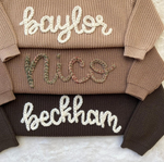 Personalized Baby Name Sweater – Hand Embroidered Knit Outfit, Newborn Gift, Baby Shower Gift