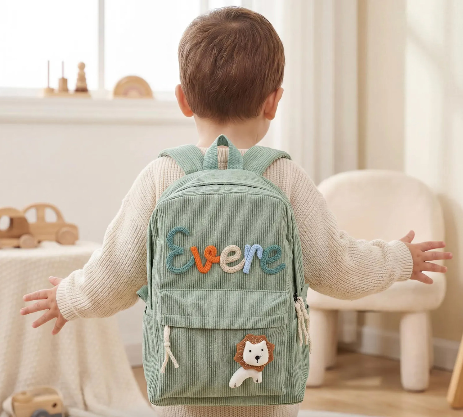 Custom Name Toddler Backpack – Personalized Kids Bag (Pink, 2T–7T) by Knitty Baby