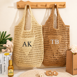 Personalized Straw Tote Bag for Moms | Custom Name Beach Bag