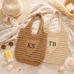 Personalized Straw Tote Bag for Moms | Custom Name Beach Bag