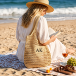 Personalized Straw Tote Bag for Moms | Custom Name Beach Bag
