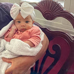 Personalized Baby Bow Headband – Hand Embroidered Name, Waffle Knit