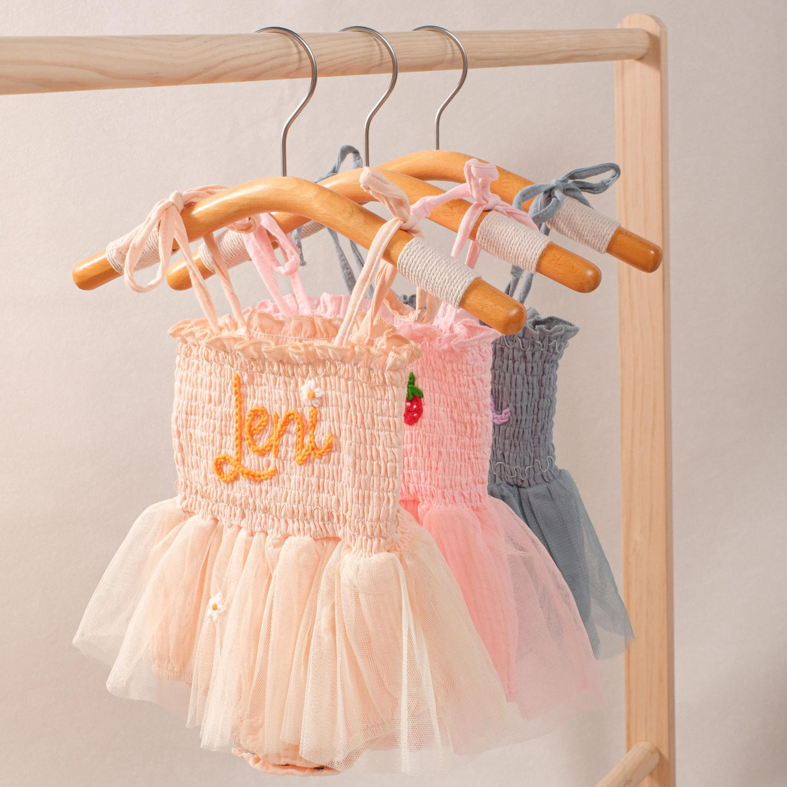 Hand embroidered kids romper dress