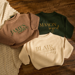 Personalized Baby Name Sweater – Custom Embroidered Knit Sweater, Toddler Outfit, Baby Gift