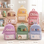 Personalized Corduroy Toddler Backpack – Hand-Embroidered Name, Floral Pocket | Back to School