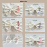 Personalized Baby Bow Headband – Hand Embroidered Name, Waffle Knit