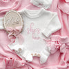 She’s here baby knit frill leg romper