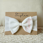 Personalized Baby Bow Headband – Hand Embroidered Name, Waffle Knit