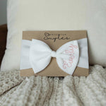 Personalized Baby Bow Headband – Hand Embroidered Name, Waffle Knit