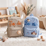 Personalized Toddler Backpack | Embroidered Name Corduroy Kids Book Bag for Preschool & Back to School