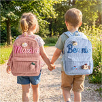 Personalized Toddler Backpack | Embroidered Name Corduroy Kids Book Bag for Preschool & Back to School