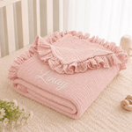 Personalized Floral Baby Blanket, Embroidered Name Ruffle Quilt, Newborn Gift
