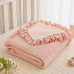 Personalized Floral Baby Blanket, Embroidered Name Ruffle Quilt, Newborn Gift