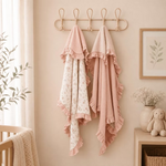 Personalized Floral Baby Blanket, Embroidered Name Ruffle Quilt, Newborn Gift