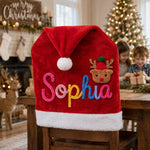 Personalized Christmas Chair Cover, Custom Name Holiday Chair Decor, Family Christmas Dining Table Decoration, Kids Christmas Memory