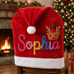 Personalized Christmas Chair Cover, Custom Name Holiday Chair Decor, Family Christmas Dining Table Decoration, Kids Christmas Memory