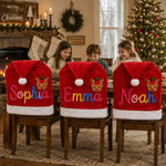 Personalized Christmas Chair Cover, Custom Name Holiday Chair Decor, Family Christmas Dining Table Decoration, Kids Christmas Memory