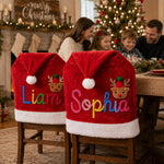 Personalized Christmas Chair Cover, Custom Name Holiday Chair Decor, Family Christmas Dining Table Decoration, Kids Christmas Memory