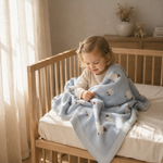 Knit Sheep Baby Blanket, 100% Cotton Nursery Blanket, Soft Newborn Swaddle Gift