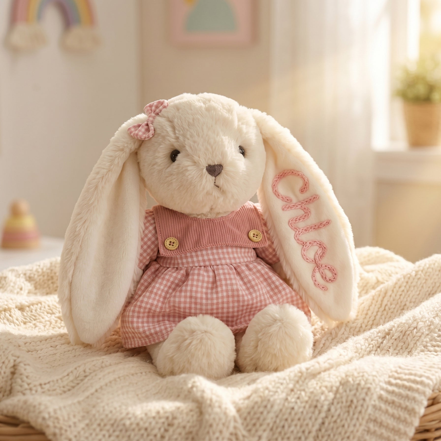 Personalized Embroidered Bunny Plush Baby Gift